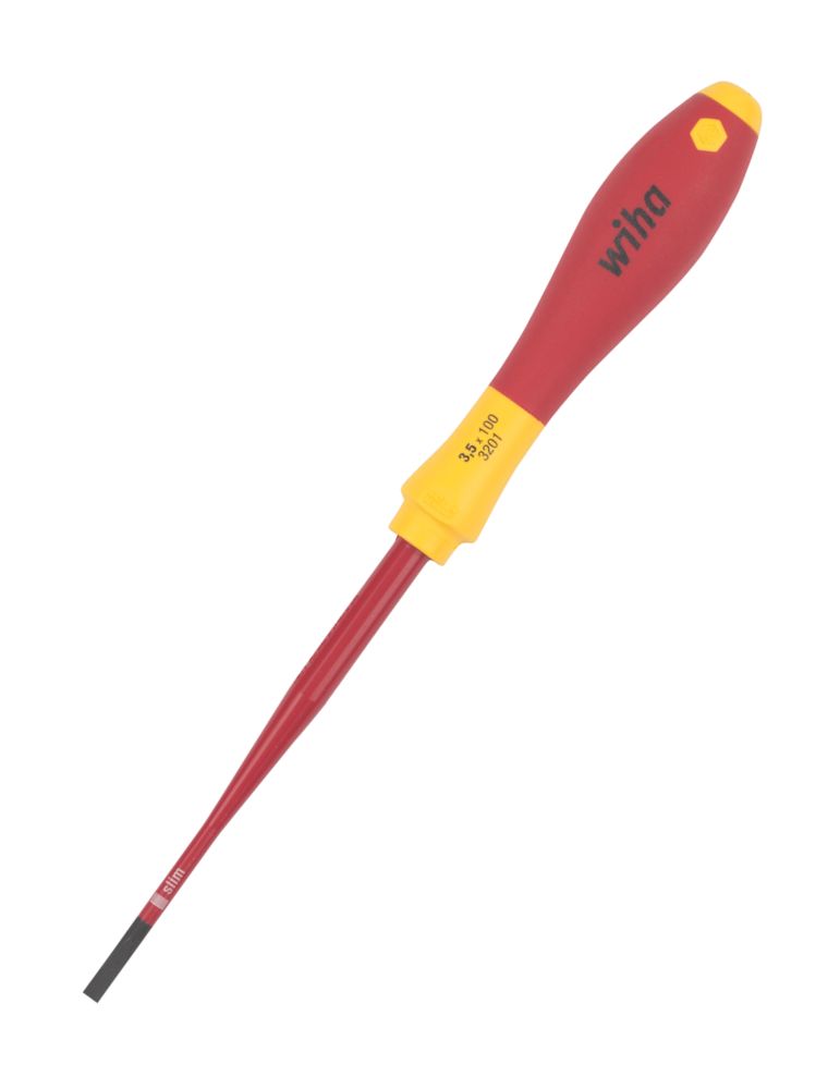 Tournevis SlimFix VDE SoftFinish Wiha plat 3,5mm x 100mm 