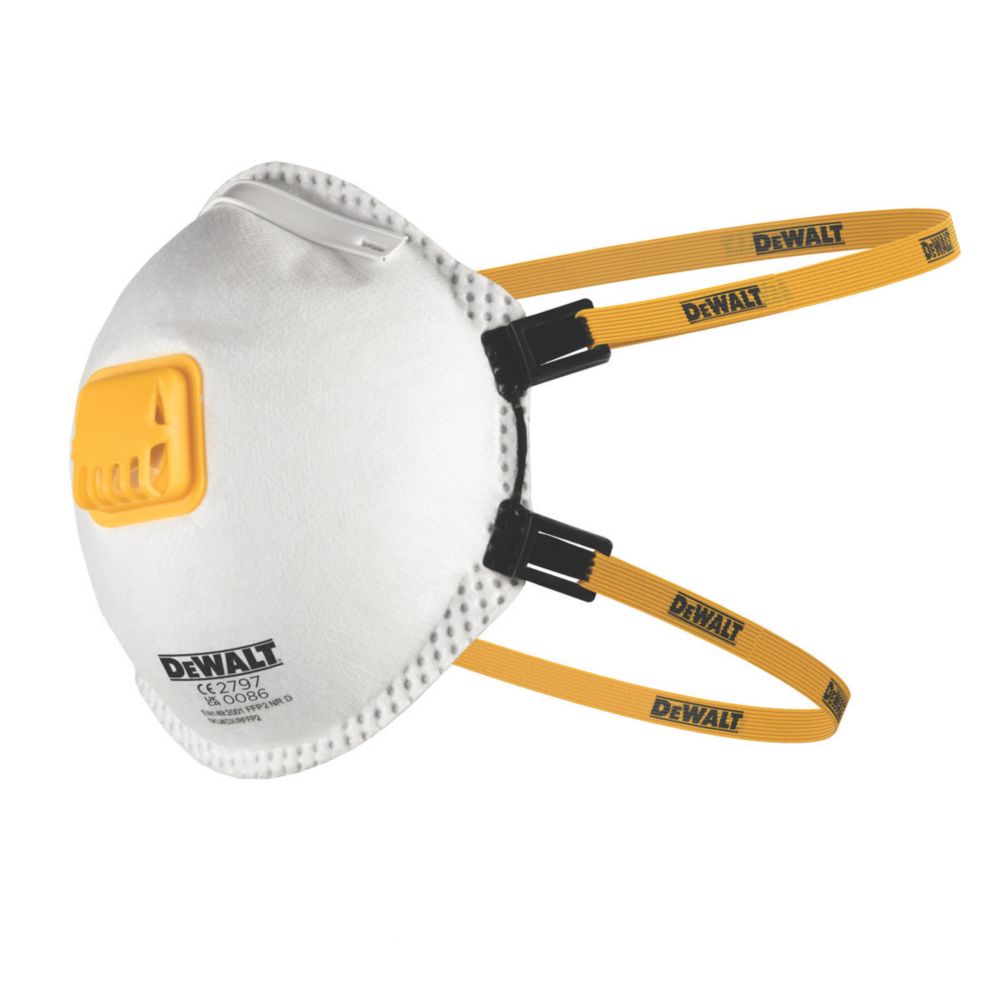Lot de 5 masques FFP2 NR D jetables moulés à soupapes DeWalt P2