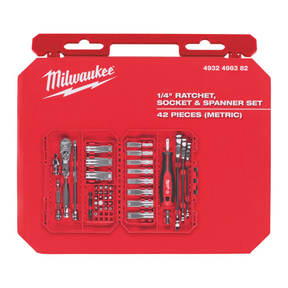 Jeu de cliquet et douilles 1/4" Milwaukee 4932498382 42 pièces