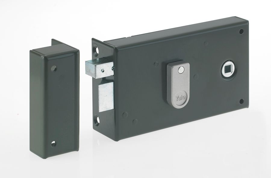 Serrure en applique monopoint horizontale Yale, pêne dormant demi-tour, à fouillot gauche