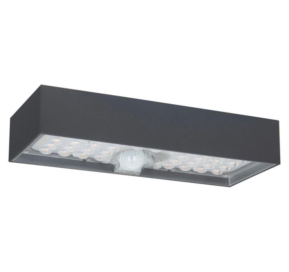 Applique murale extérieur solaire grise en forme de brique LED Luceco avec détecteur 800lm