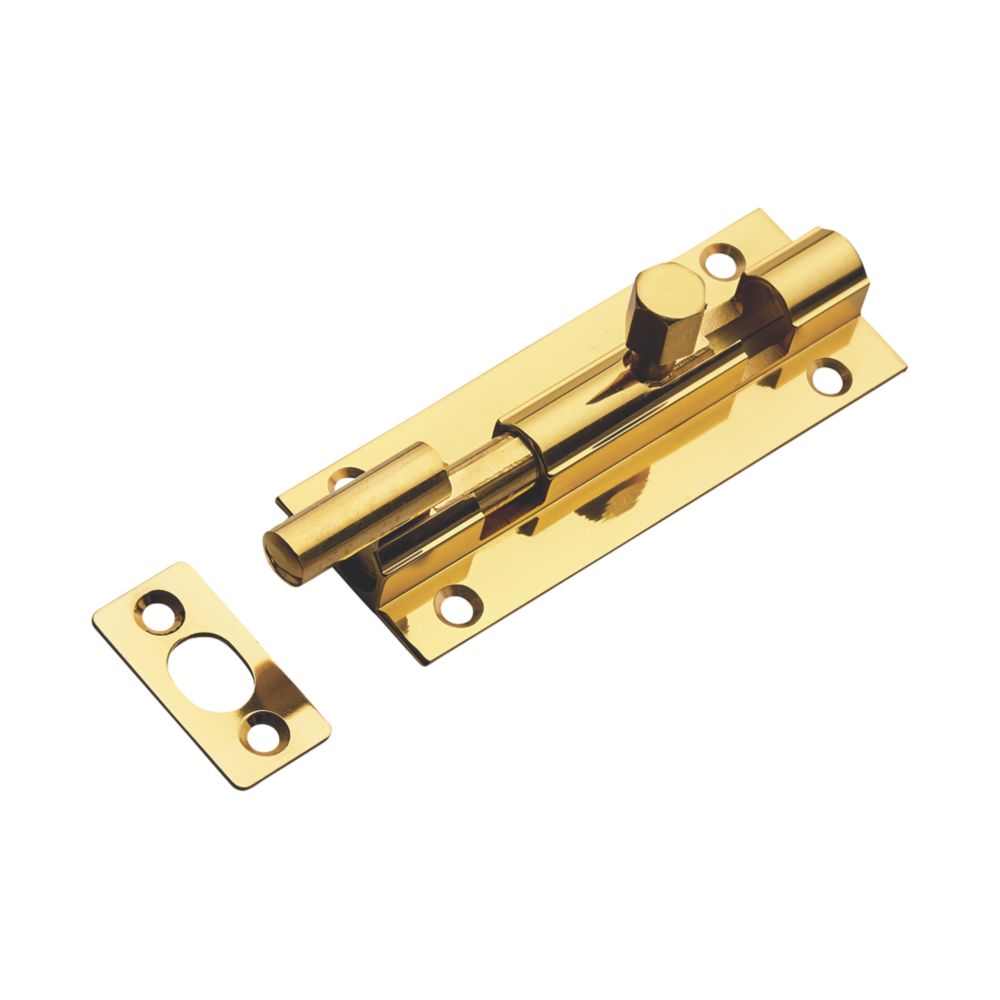  Targette cylindrique à col en laiton poli 102mm 