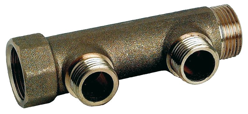 Collecteur sanitaire à 2 ports, adaptateur à compression en laiton Fixoconnect 26/34 - 1 x 15/21 - 1/2"