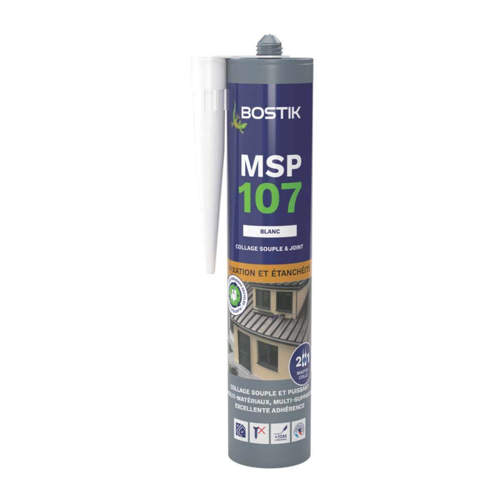 Mastic de fixation et d'étanchéité MSP 107 blanc 290ml Bostik 