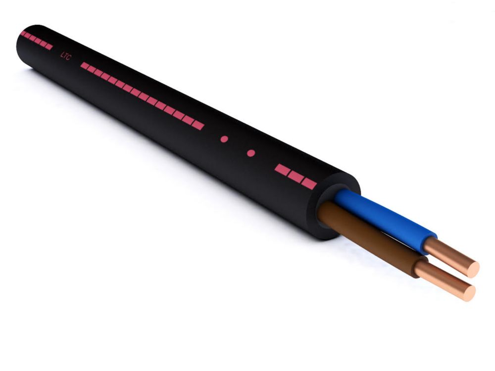 Câble électrique rigide R2V 2x1,5 mm² 50m noir