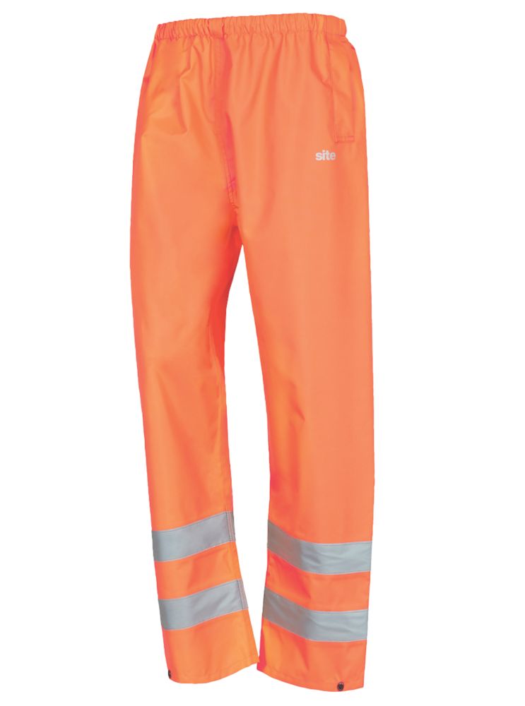 Surpantalon haute visibilité à taille élastique Huske Site, orange, taille XXL, longueur 81 cm
