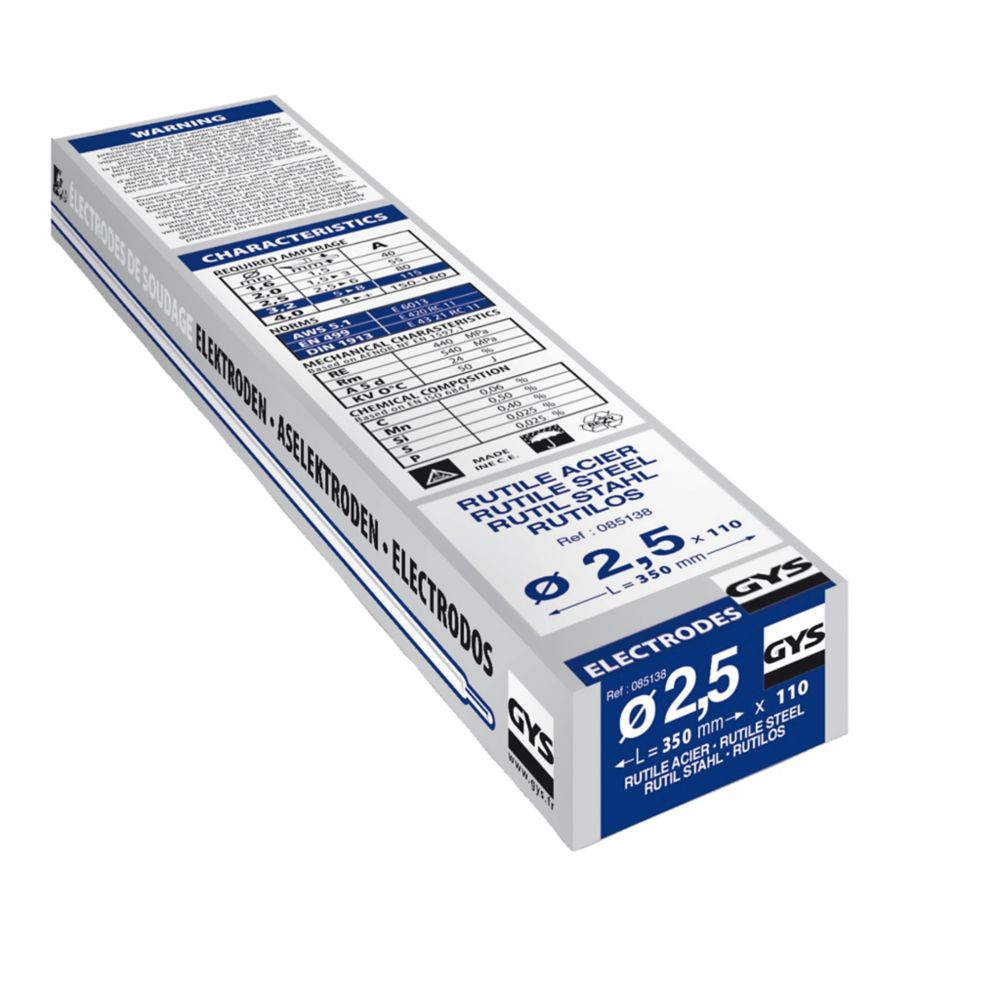 Électrodes de soudage en acier Gys 085138 2,5 x 350mm 2,16kg, lot de 110