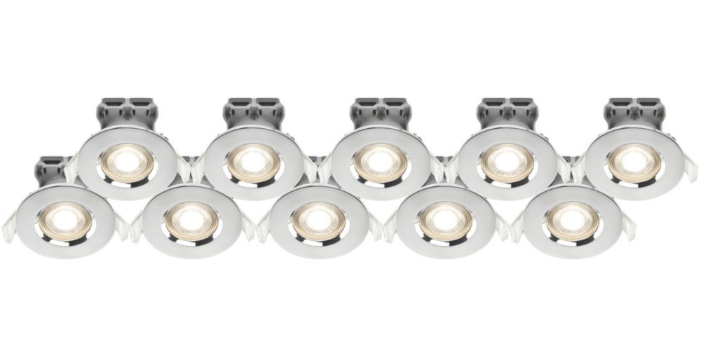 Lot de 10 spots à  encastrer fixes chromes LED LAP 4000K 60W IP65 420lm