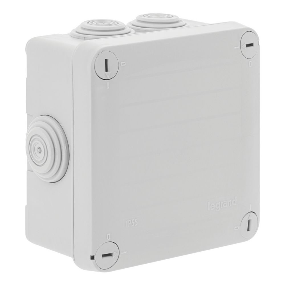 Boîte de dérivation carrée Plexo 7 entrées Legrand 105mm x 105mm x 55mm, 121mm x 60mm x 121mm