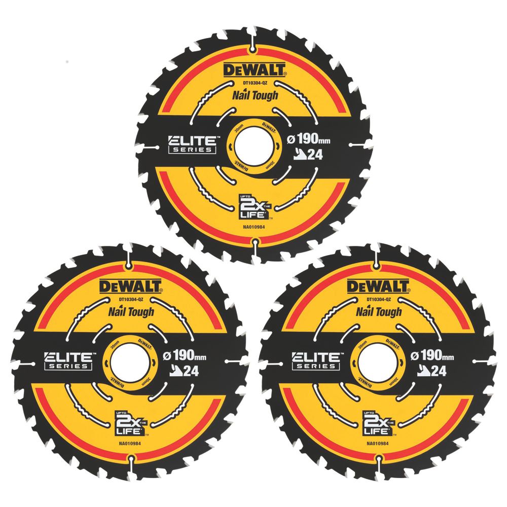 Lot de 3 lames de scie circulaire 190 x 30mm 24 dents Extreme DeWalt