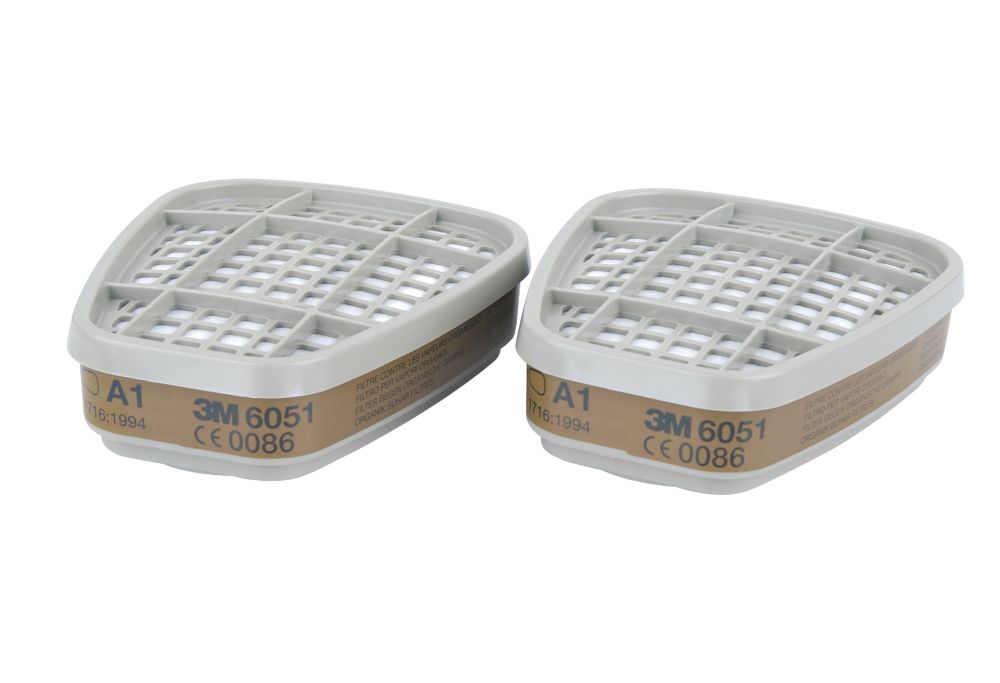 Filtres pour appareil de protection respiratoire réutilisables A1 3M 6051, lot de 2