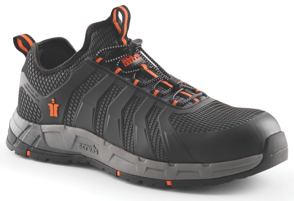 Baskets de sécurité sans lacets sans métal S1 P Scruffs Argon noir/gris pointure 42