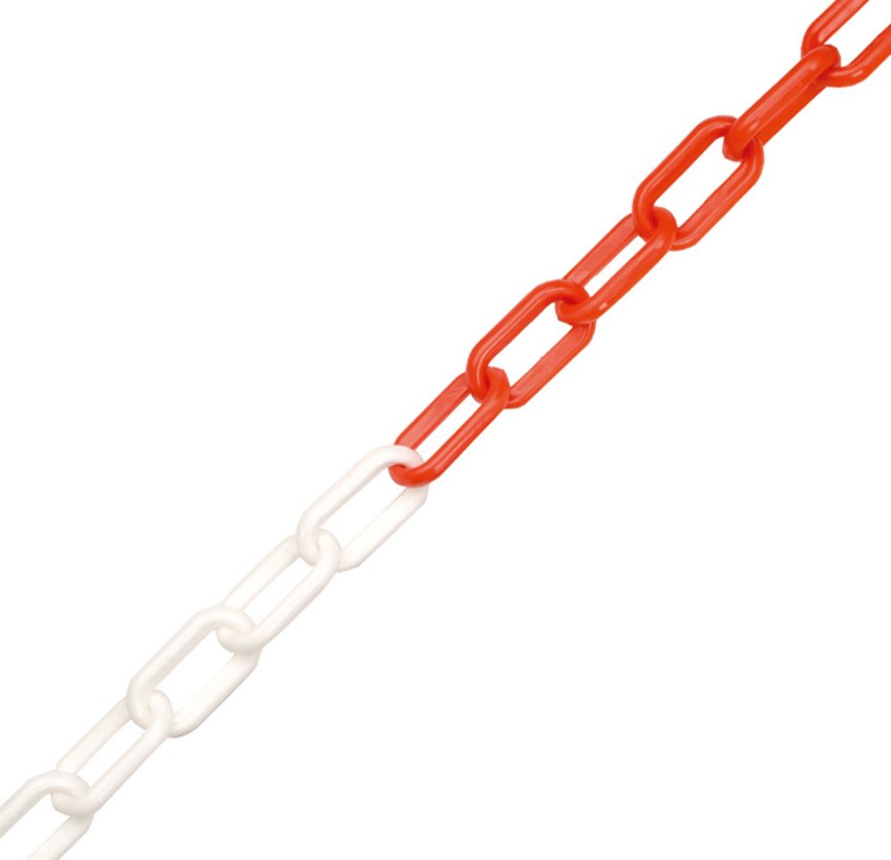 Chaîne de signalisation plastique JSP blanc et rouge 5m x 6mm 