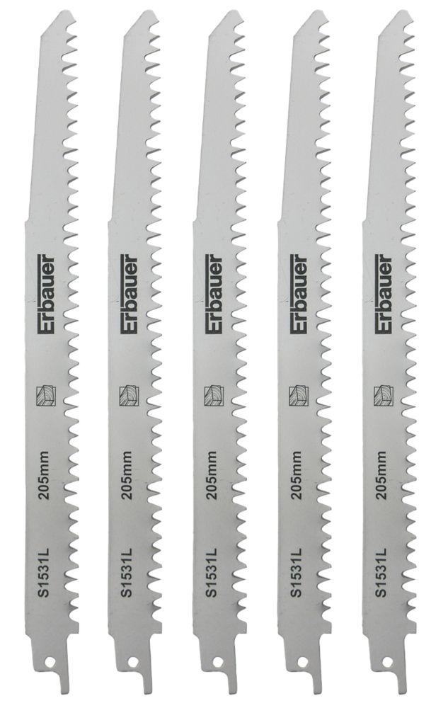 Lot de 5 lames pour scie sabre bois 205mm S1531L Erbauer