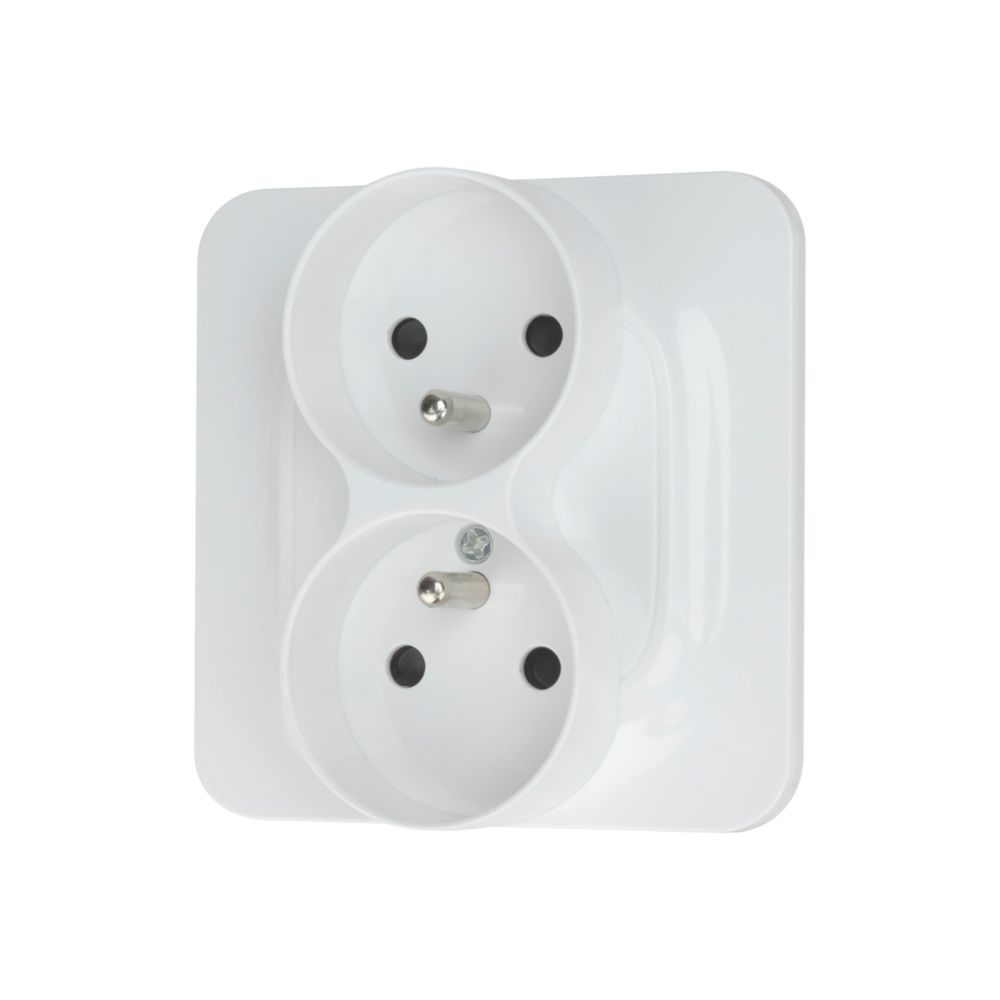 Double prise terre 1 poste LAP Complet Blanc