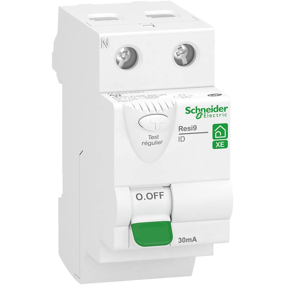 Interrupteur différentiel 40A type AC 30mA 1P+N embrochable Resi9 XE Schneider