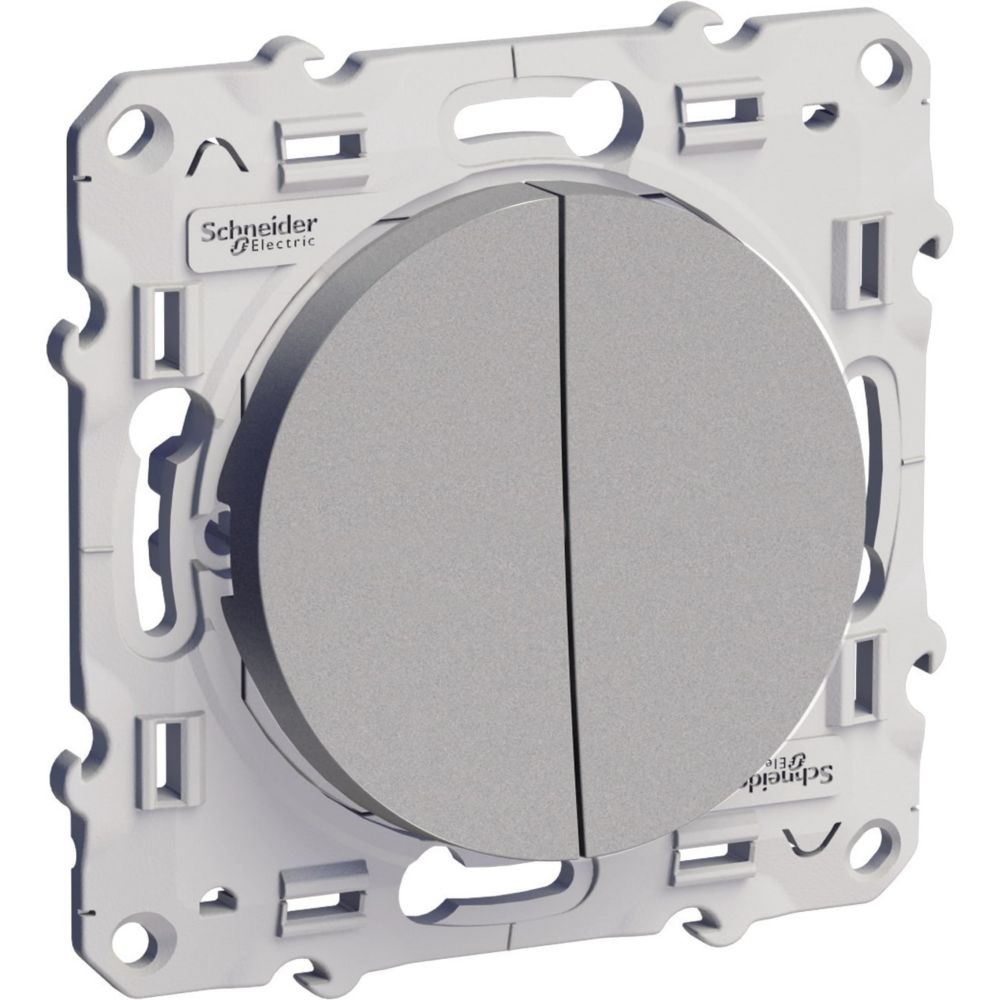 Double poussoir 1 poste Odace Aluminium Schneider