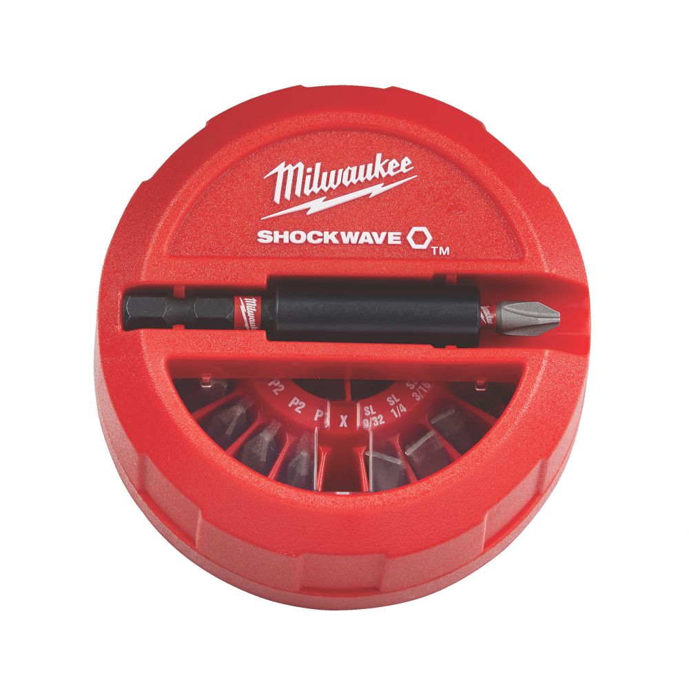 Ensemble de 15 embouts de vissage mixtes résistants aux impacts Milwaukee Shockwave PUCK 25mm