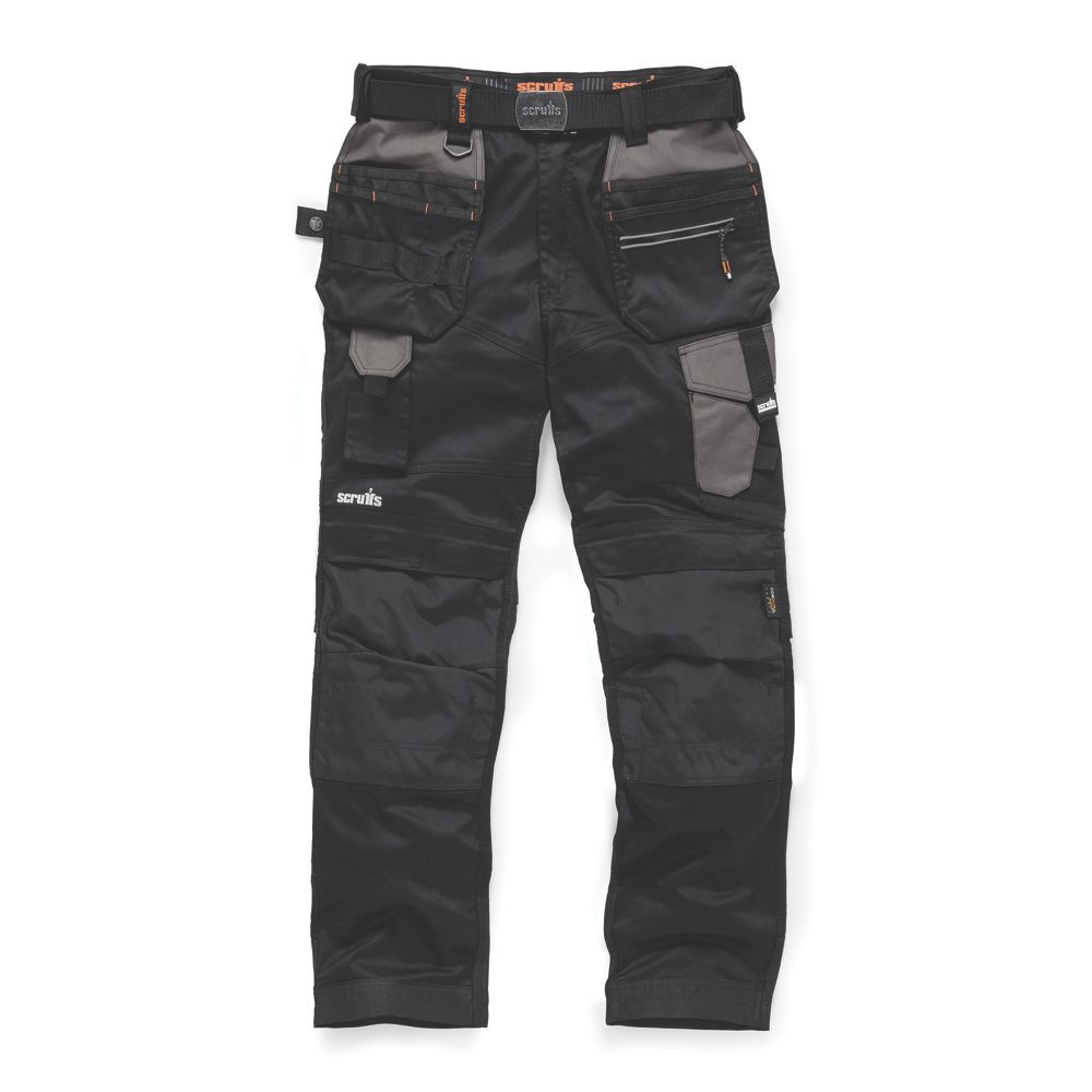 Pantalon de travail Pro Flex Holster Scruffs, noir, taille 44, longueur 86 cm 