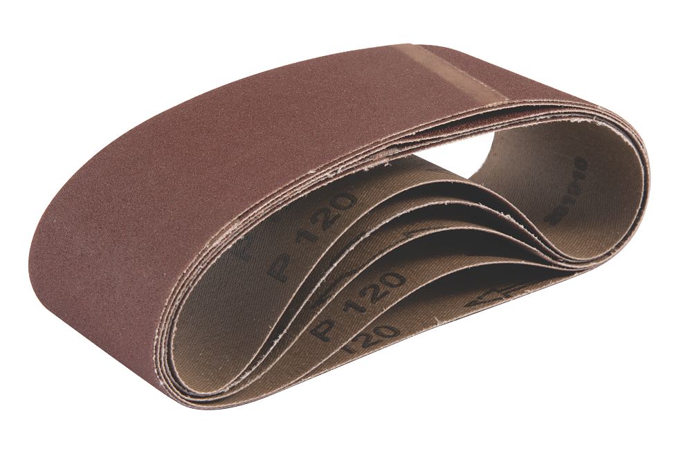 Lot de 5 bandes abrasives non perforées 457 x 76mm grain 120 Titan