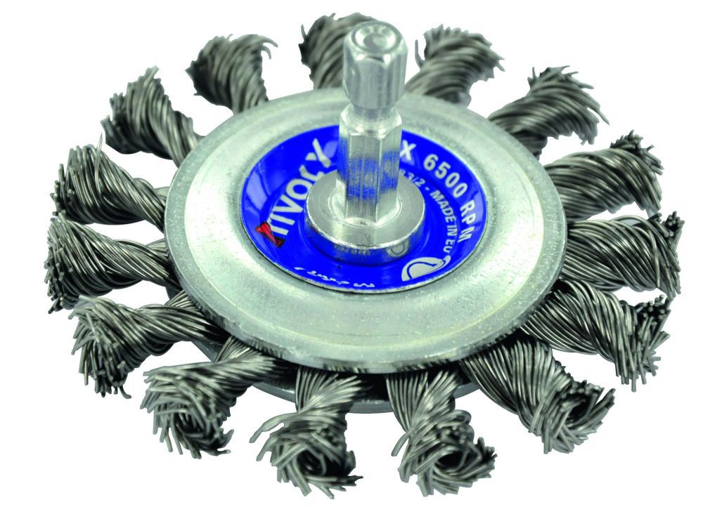 Brosse de décapage pour perceuse à queue hexagonale Tivoly 75mm