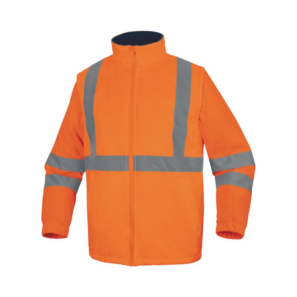 Parka imperméable haute visibilité Delta Plus 5 en 1 orange/bleu marine, taille S