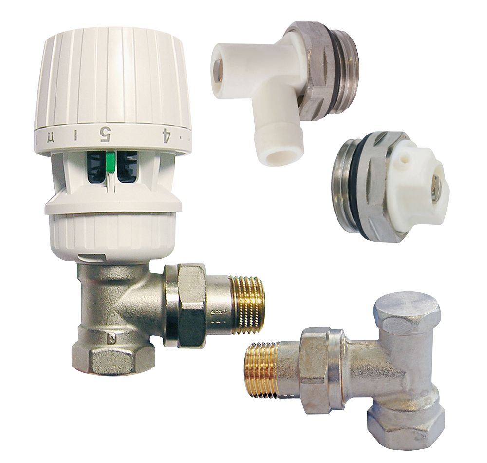 Robinet de radiateur thermostatique coudé blanc Danfoss 1/2" x 1/2"