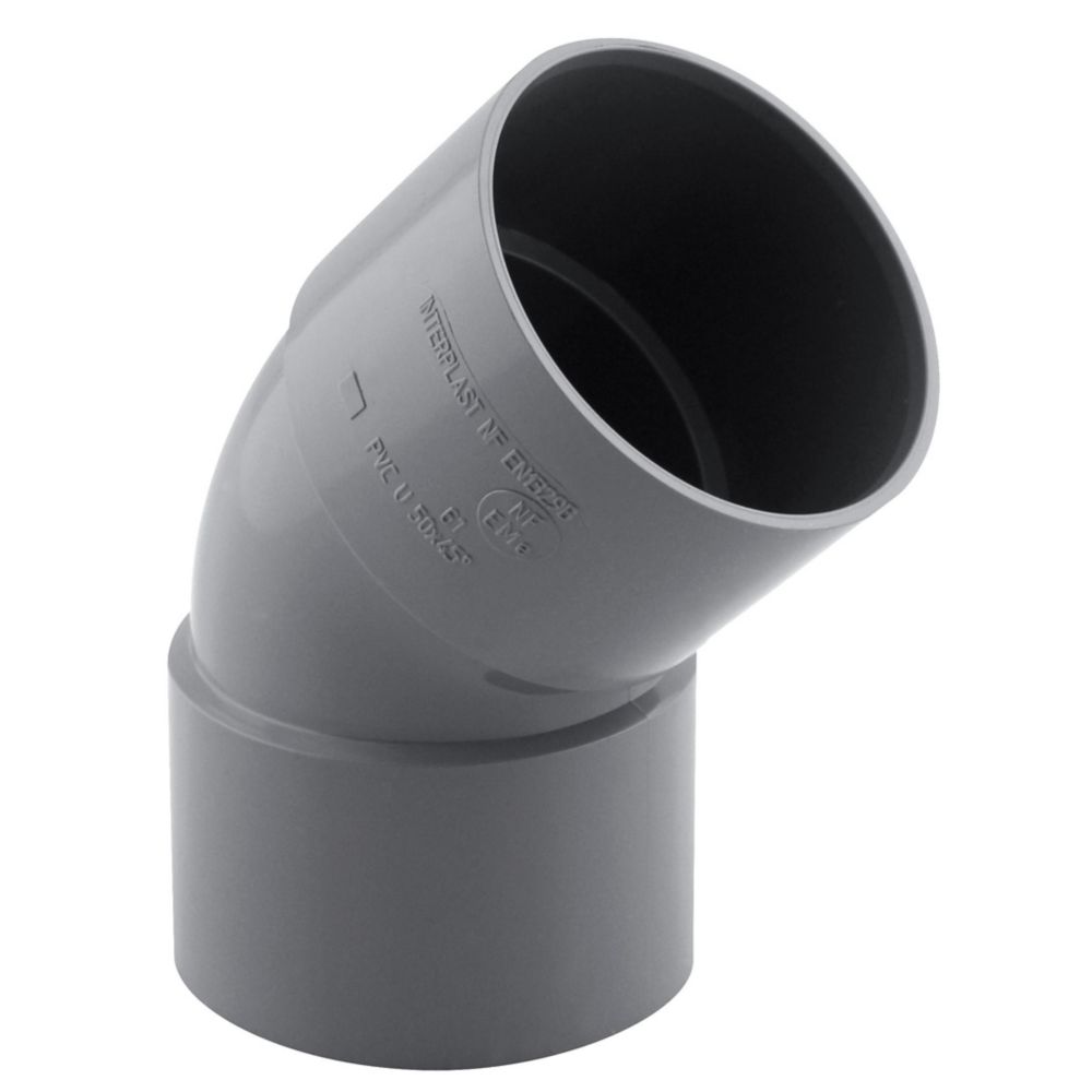 Coude PVC NF femelle à 45° 50mm à coller gris Fitt