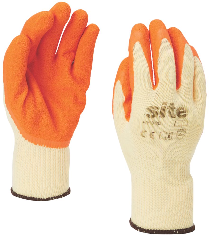 Gants de manutention en latex Site KF380 orange/jaune taille S