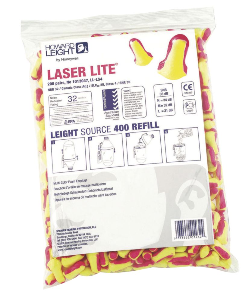 Bouchons d'oreille en mousse 35dB Howard Leight laser Lite 200 paires