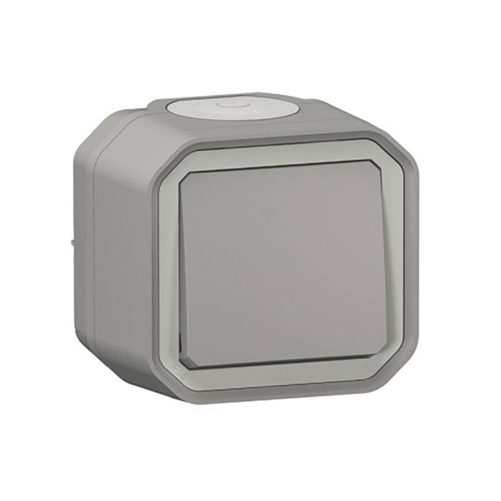 Poussoir étanche complet Plexo 1 poste gris Legrand