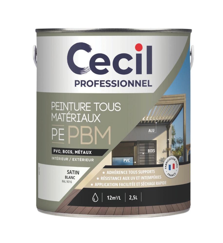 Peinture pour maçonnerie blanc lisse Cecil Professional 2,5L