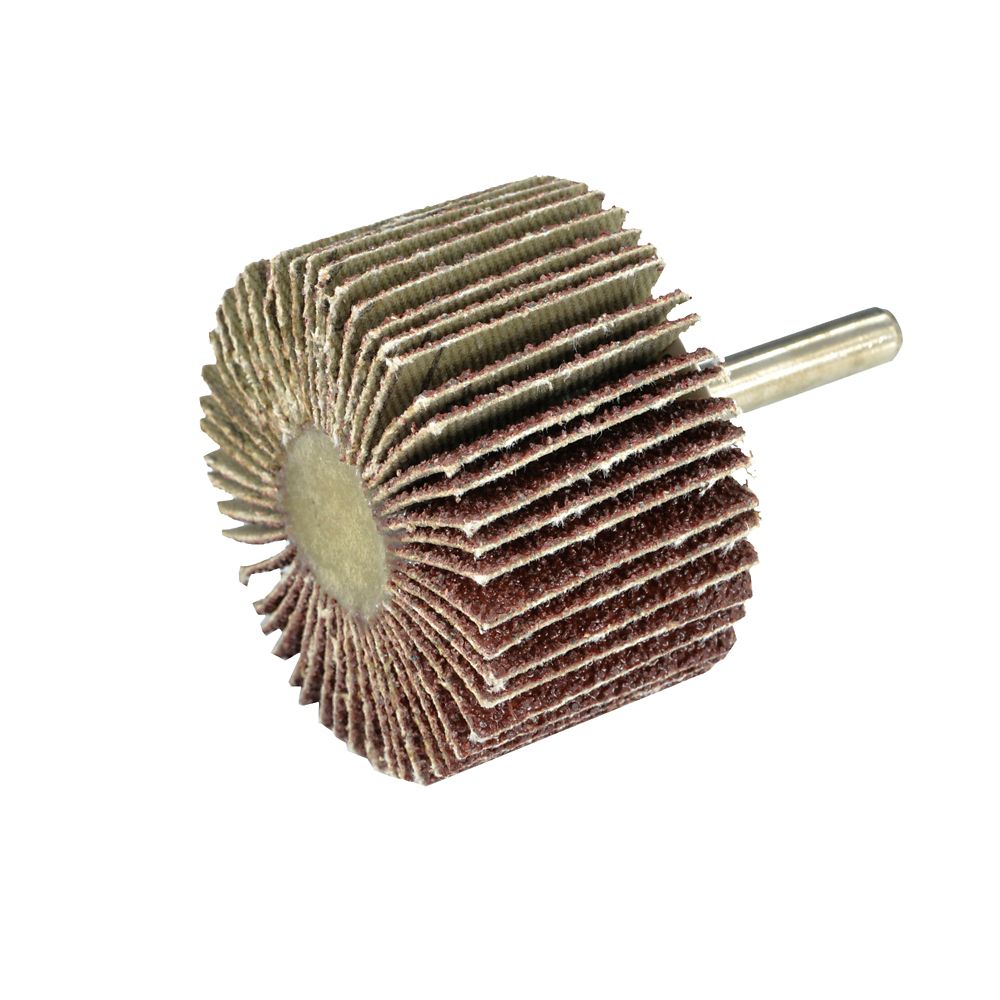 Roue à lamelles abrasive pour perceuse grain 40 à queue ronde 50mm