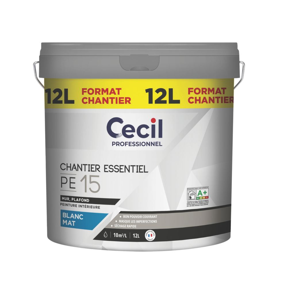 Peinture murale acrylique mate blanche 5L Cecil Professional
