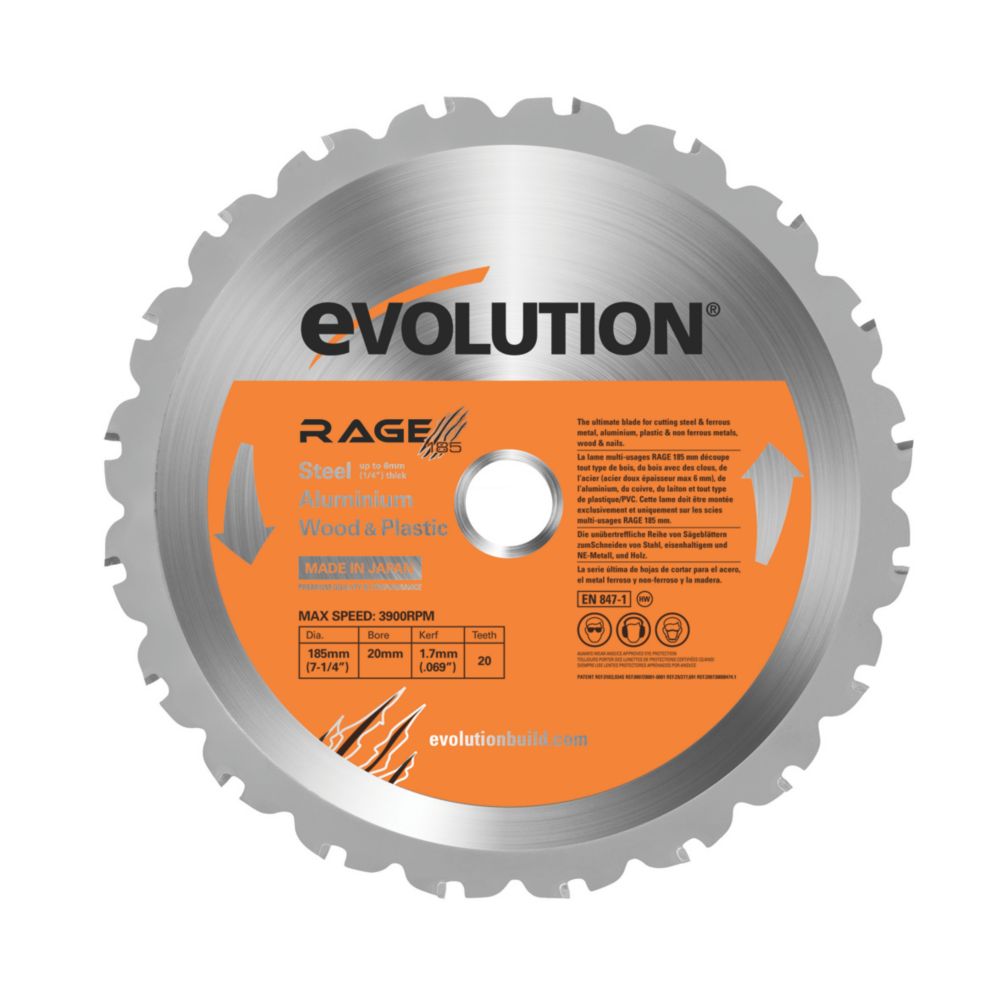Lame de scie circulaire 185 x 20mm 20 dents Evolution