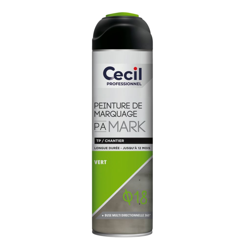 Peinture aérosol de marquage Cecil Professionnel vert 500ml