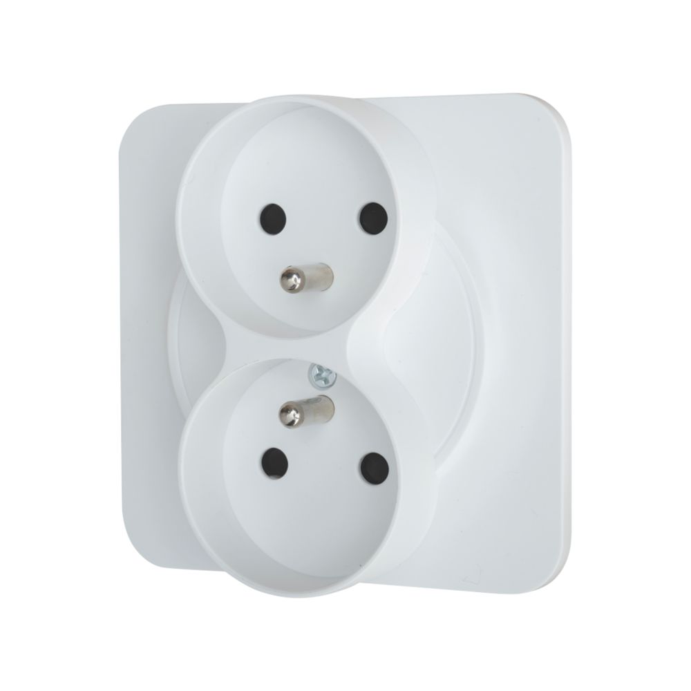 Double prise terre 1 poste LAP Composable Blanc