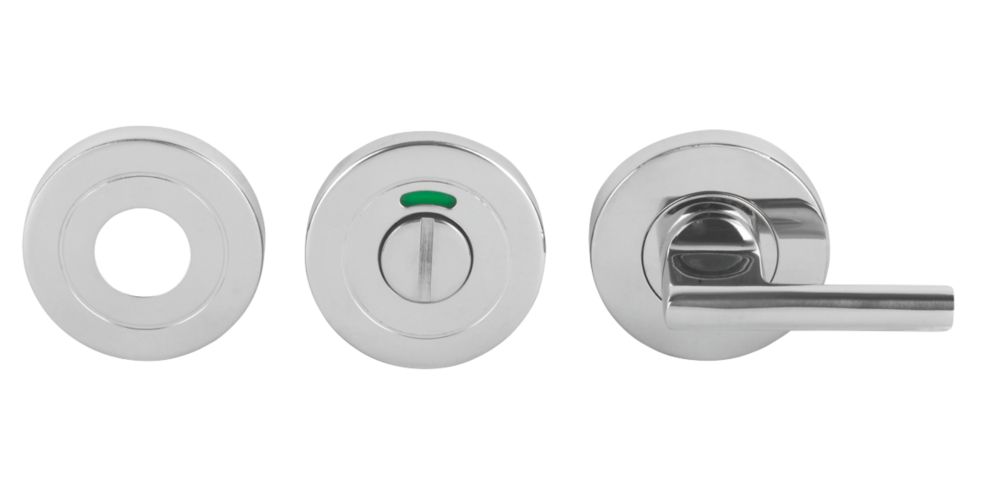 Kit de verrou à bouton à barrette pour WC à levier Eurospec en acier inoxydable poli 52mm 