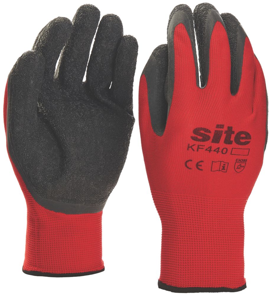 Gants de manutention en latex ultralégers Site KF440 rouge / noir taille XL