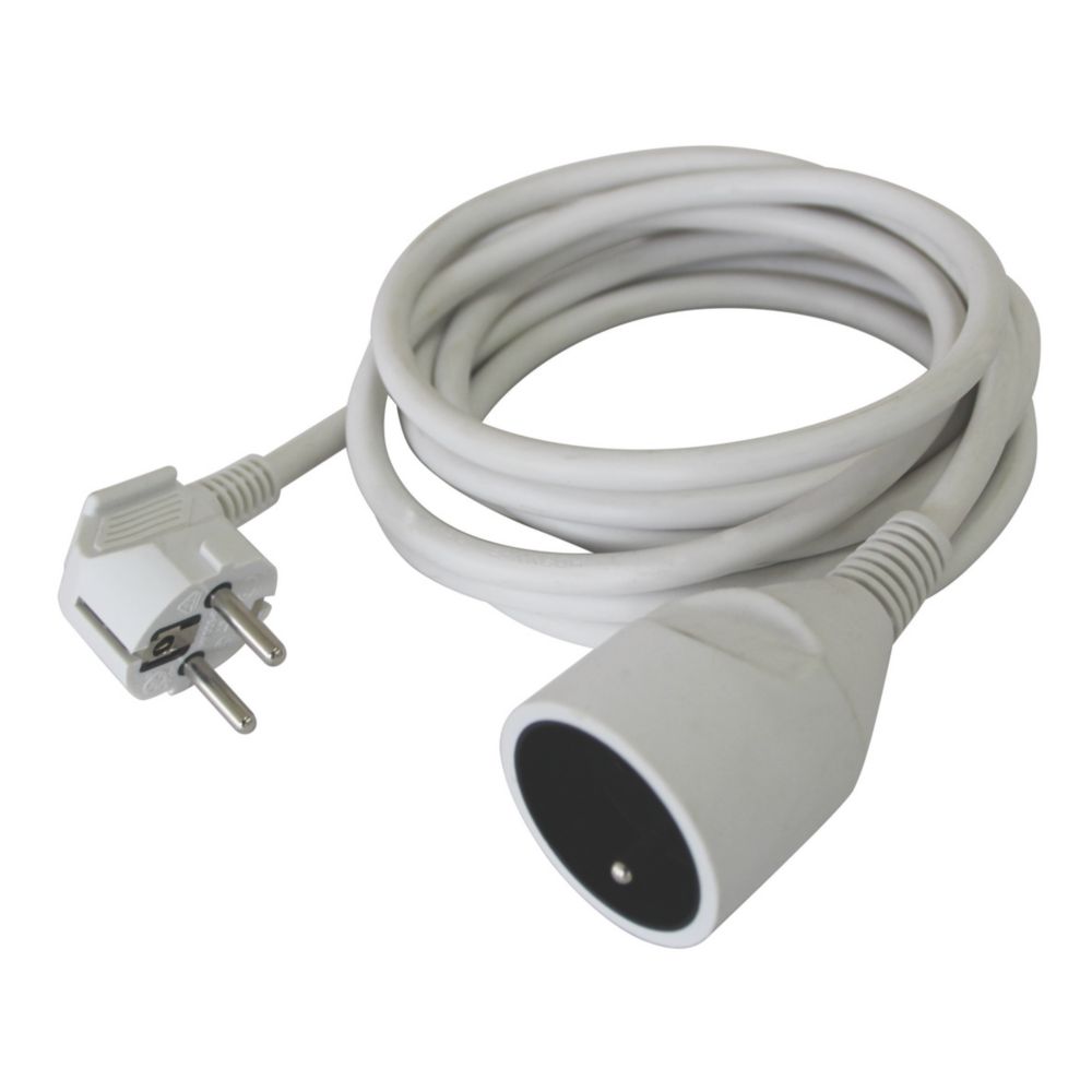 Rallonge blanche H05VVF 1 prise 1.5mm² 3m 