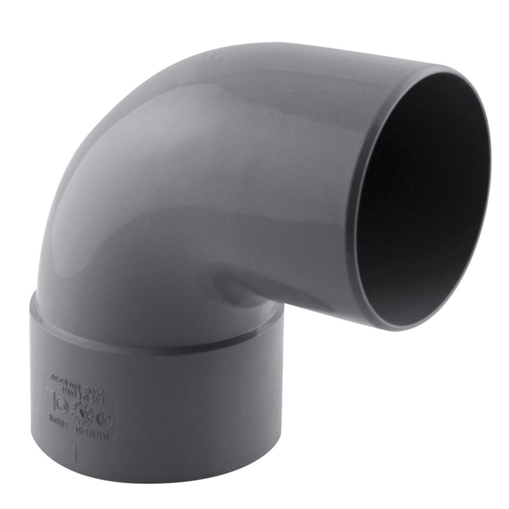 Coude PVC NF mâle/femelle à 87° 80mm à coller gris Fitt