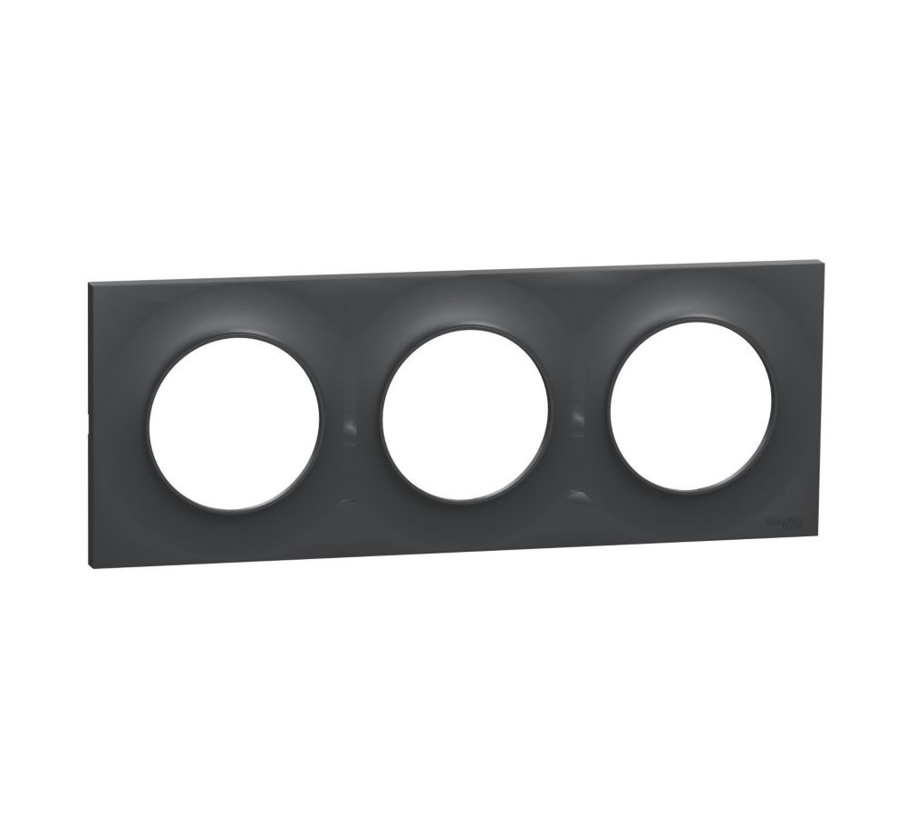 Plaque de finition 3 postes Odace Styl Anthracite Schneider