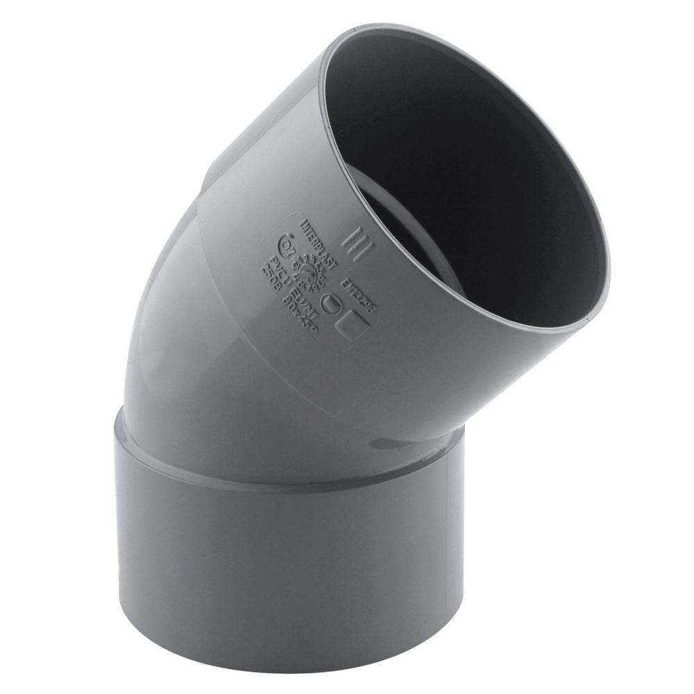 Coude PVC NF femelle à 45° 80mm à coller gris Fitt