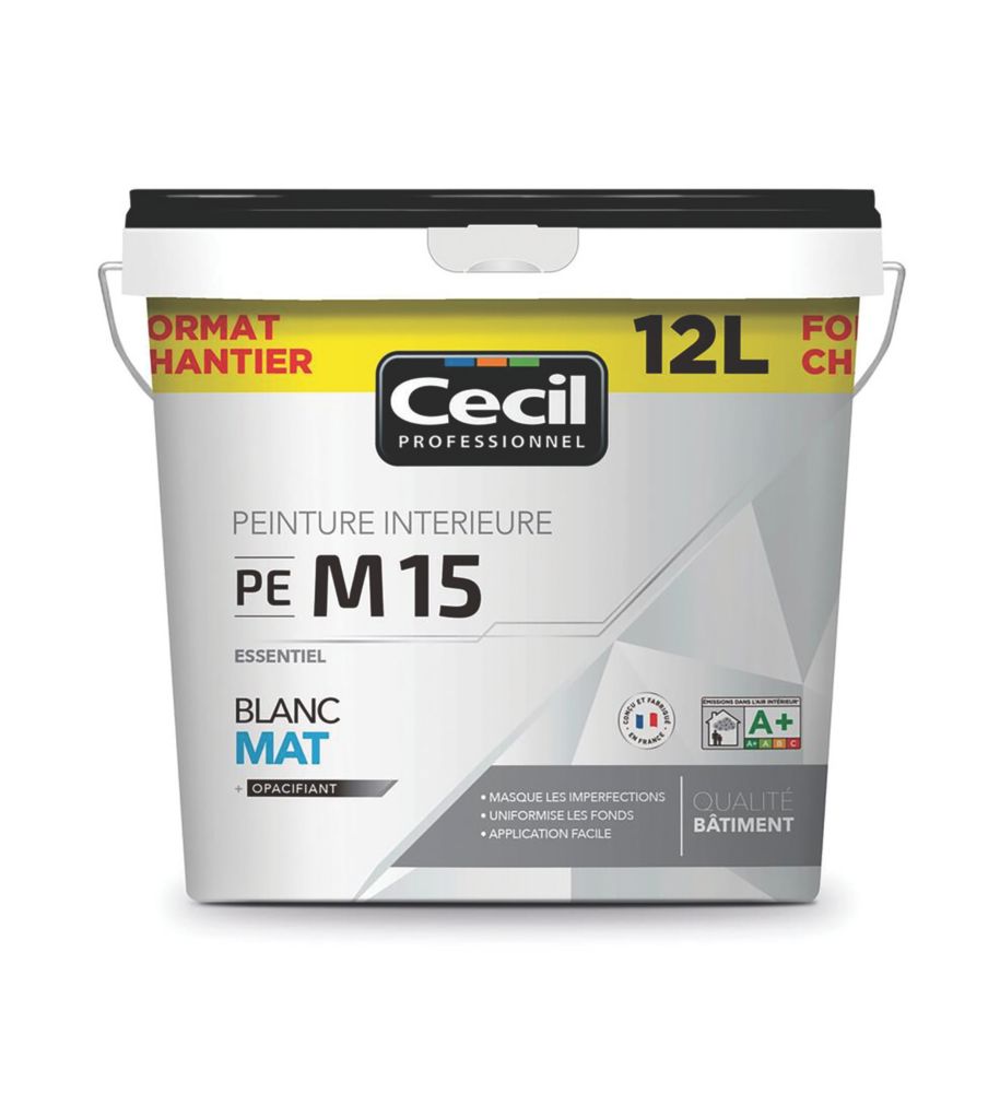 Peinture acrylique mat blanche Cecil Professionnel PE M15 12L