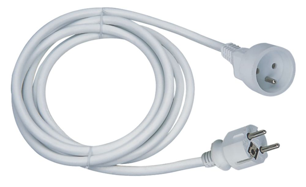 Rallonge blanche de 10m sans interrupteur 16A GAO 1 prise
