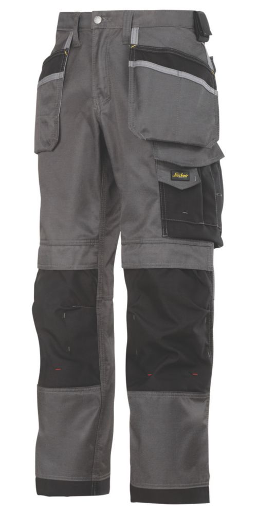 Pantalon de travail à poches DuraTwill 3212 Snickers, gris et noir, taille 36, longueur 81 cm