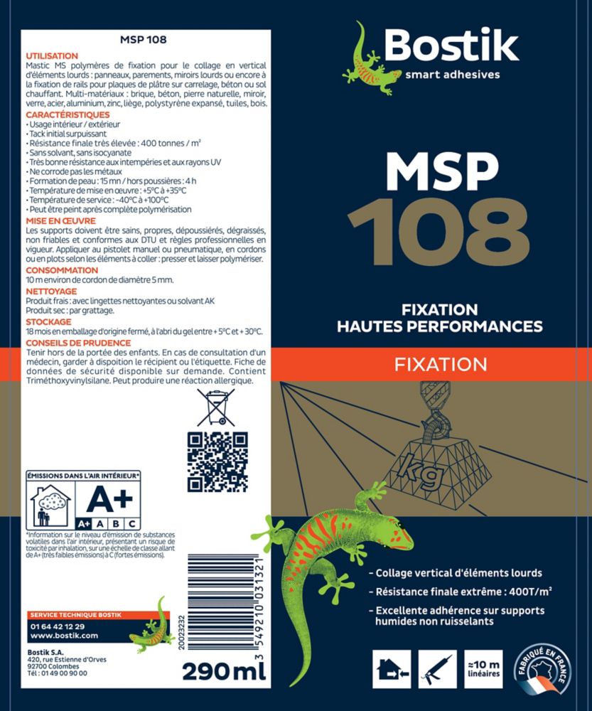Mastic-colle de fixation MSP 108 Bostik