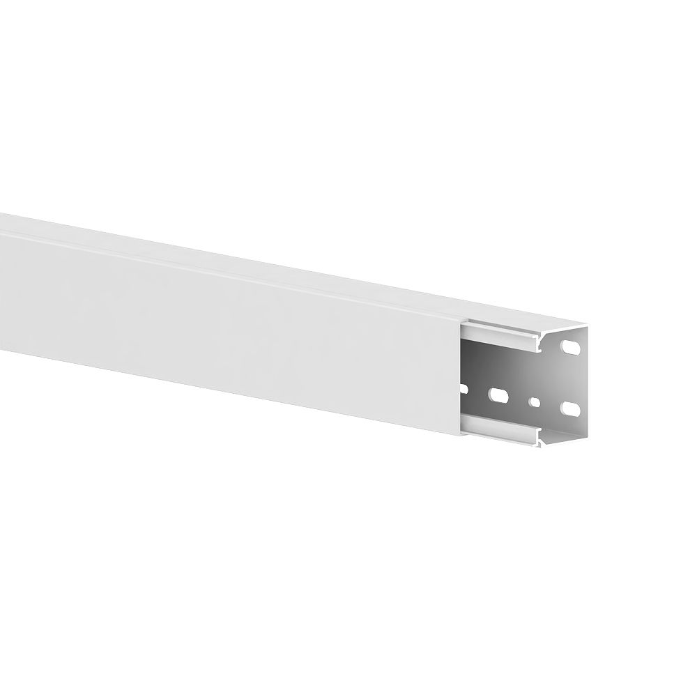 Goulotte blanche en plastique GGK 57mm x 40mm x 1,25m, lot de 2