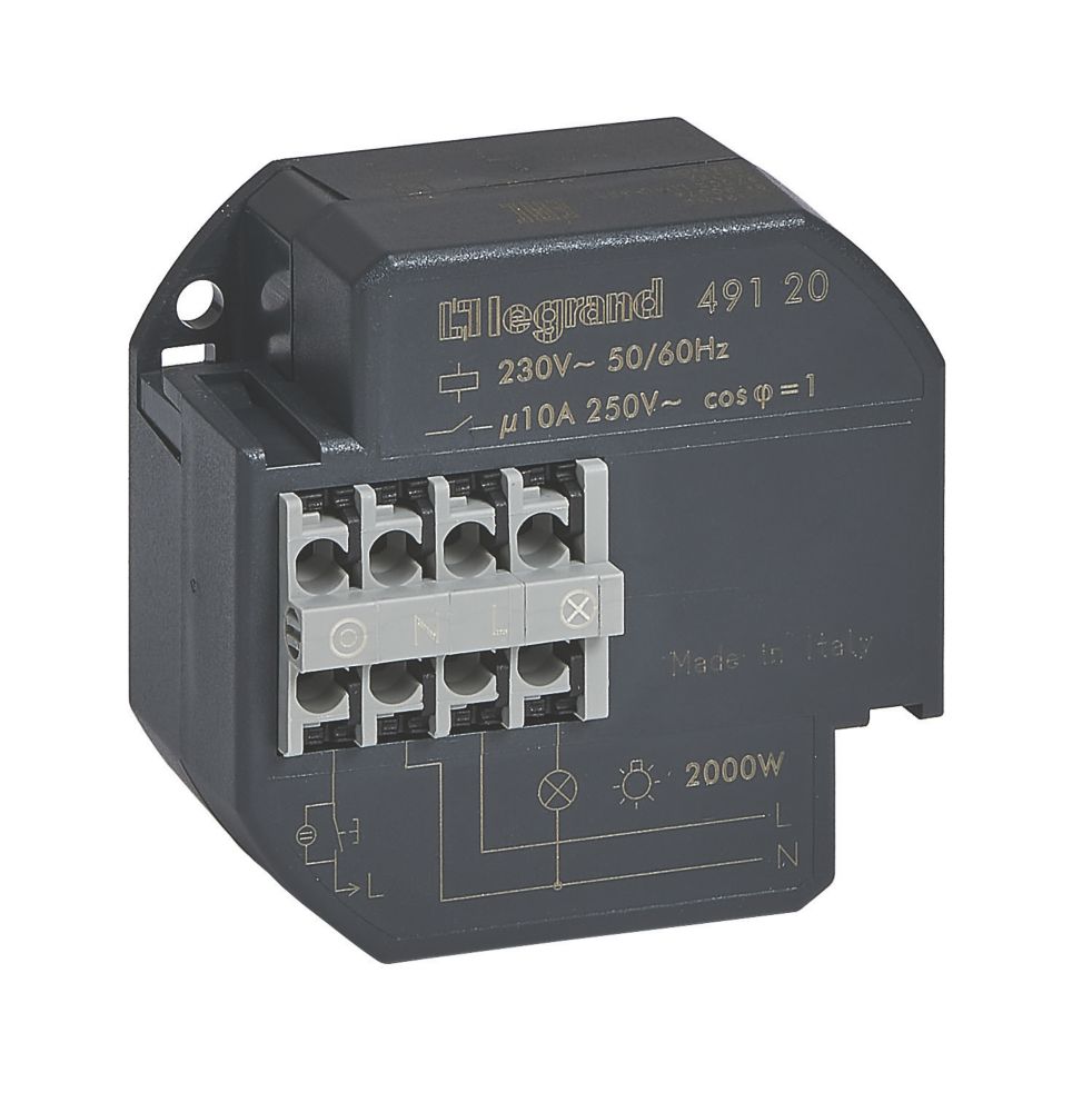 Télérupteur encastré silencieux NO/NF 10A 1P+N triphasé à monophasé Legrand LEG-093005