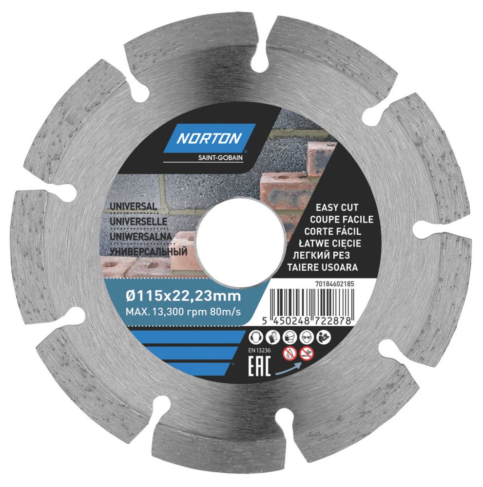 Disque diamant segmenté béton/pierre 115 x 22,23mm Norton